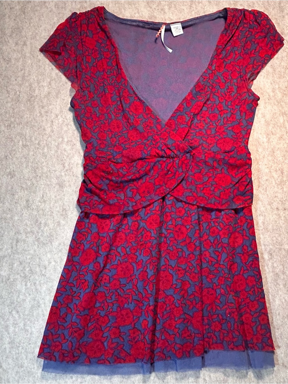 Vintage Anthropologie Ric Rac Mesh Babydoll Cap Sleeve Top Y2K Grunge Boho